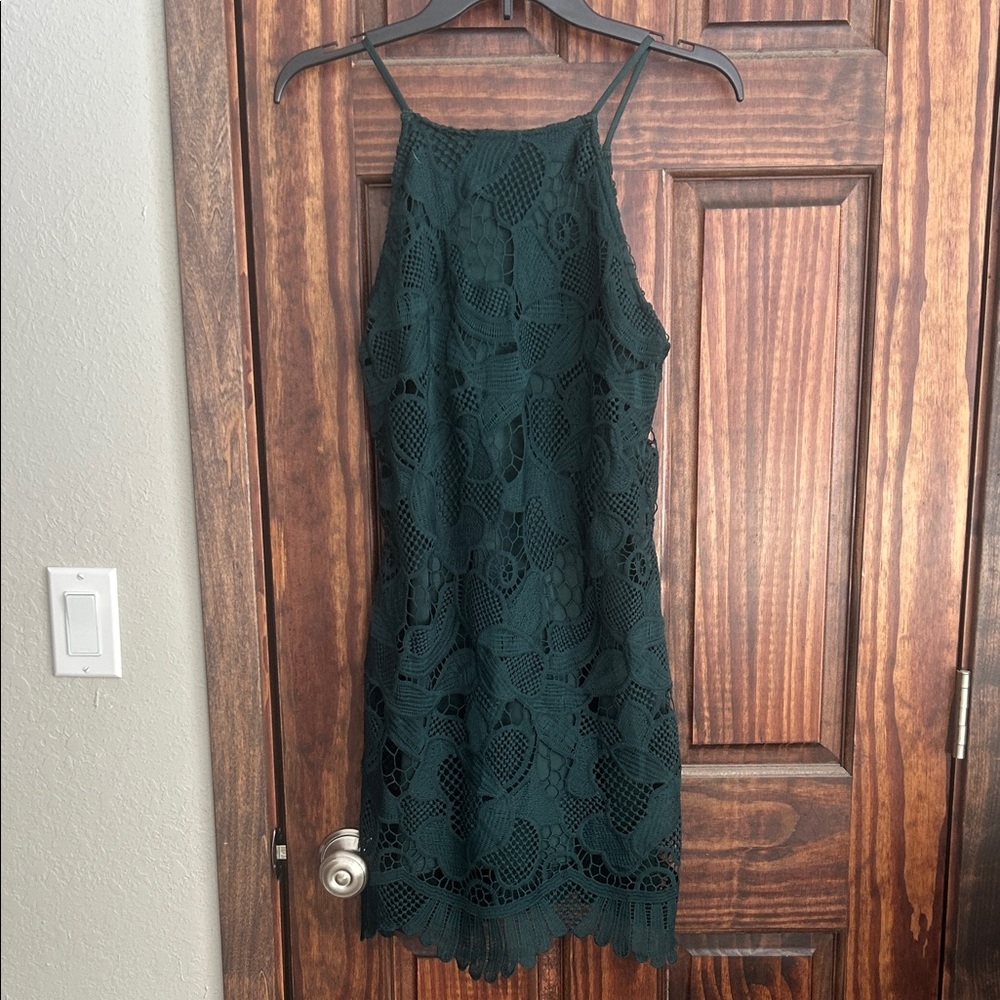 Forever 21 Dark Green Lace Mini Dress